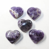 5 Amethyst Hearts Combined Weight of  426 Grams #403-1 Gemstone Hearts