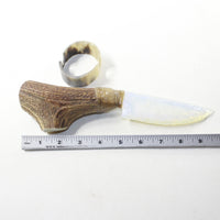Elk Antler Handle Opalite Blade Ornamental Knife #203-2 Mountain Man Knife