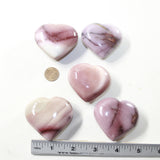 5 Mookaite Hearts Combined Weight of  452 Grams #523-1 Gemstone Hearts