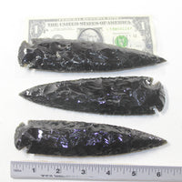 3 Obsidian Ornamental Spearheads  #9241  Arrowhead