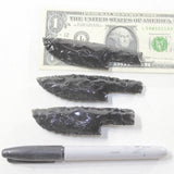 3 Small Obsidian Ornamental Knife Blades  #2435  Mountain Man Knife