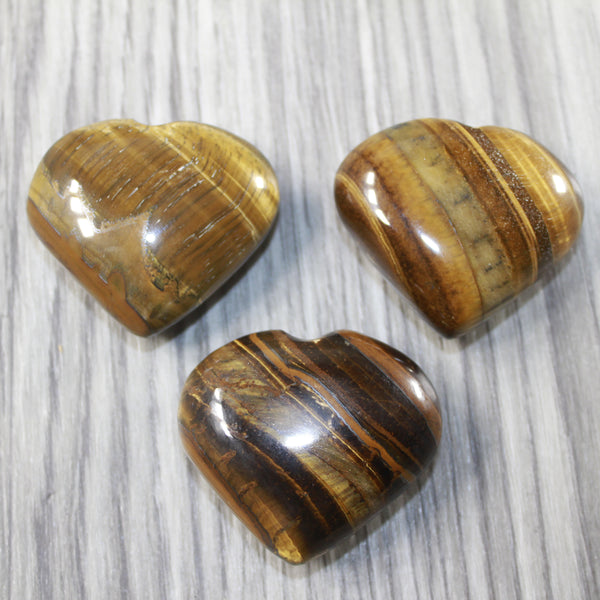 3 Tiger Eye Hearts Combined Weight of  260 Grams #4243 Gemstone Hearts
