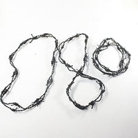 3 Leather Barbed Wire Necklaces Antique Black Colored   #5855