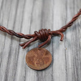 5 Yards of Leather Barbed Wire Antique Brown Color  #5861