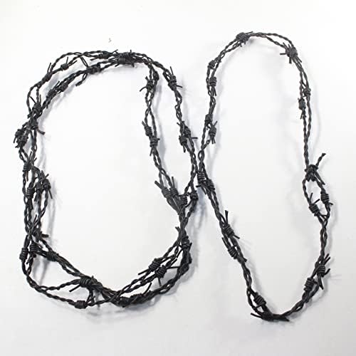 3 Leather Barbed Wire Necklaces Antique Black Colored   #5855
