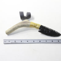 Deer Antler Handle Obsidian Blade Ornamental Knife #213-2 Mountain Man Knife