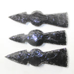 3 Obsidian Ornamental Tomahawk Heads #0842  Ax Axe Hatchet