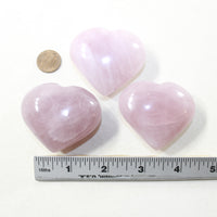 3 Rose Quartz Hearts Combined Weight of  255 Grams #5041 Gemstone Hearts