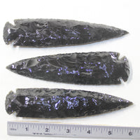 3 Obsidian Ornamental Spearheads  #9241  Arrowhead