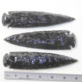 3 Obsidian Ornamental Spearheads  #9241  Arrowhead