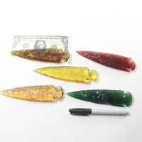5 Glass Ornamental Spearheads  #3830  Arrowheads