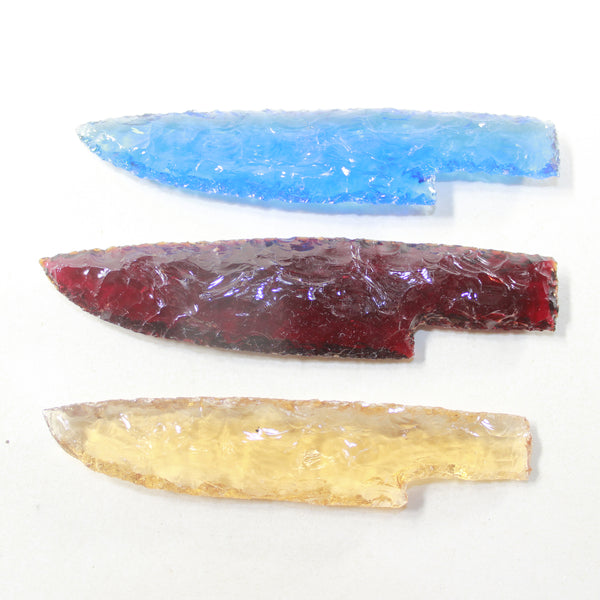 3 Glass Ornamental Knife Blades #4942 Mountain Man Knife