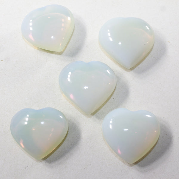5 Opalite Hearts Combined Weight of  397 Grams #6141 Gemstone Hearts