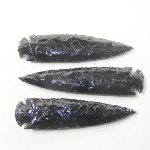 3 Obsidian Ornamental Spearheads  #583-1  Arrowhead