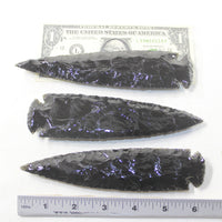 3 Obsidian Ornamental Spearheads  #9241  Arrowhead