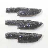 3 Small Obsidian Ornamental Knife Blades  #2435  Mountain Man Knife