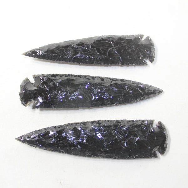 3 Obsidian Ornamental Spearheads  #0438  Arrowhead
