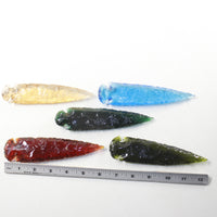 5 Glass Ornamental Spearheads  #9335  Arrowheads