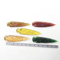 5 Glass Ornamental Spearheads  #3830  Arrowheads