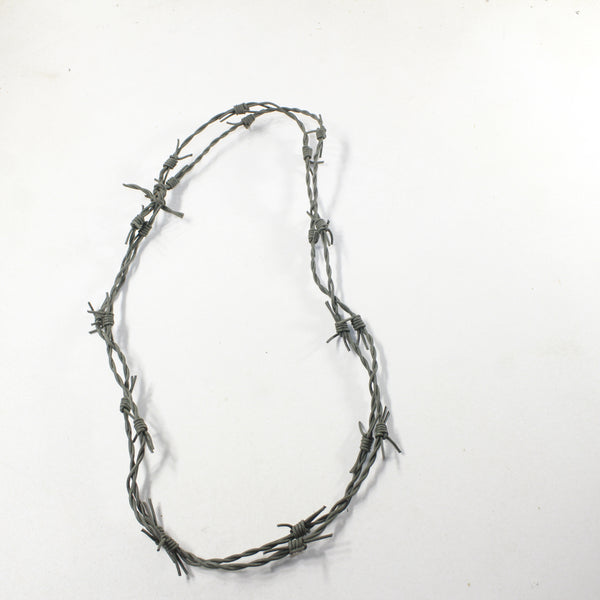 1 Leather Barbed Wire Necklace Gray Colored   #933-2