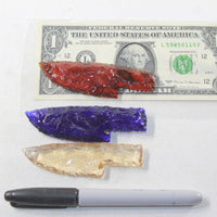 3 Small Glass Ornamental Knife Blades  #7938