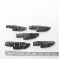 5 Small Obsidian Ornamental Knife Blades  #1335  Mountain Man Knife