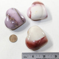 3 Mookaite Hearts Combined Weight of  266 Grams #203-1 Gemstone Hearts