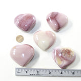 5 Mookaite Hearts Combined Weight of  434 Grams #473-1 Gemstone Hearts