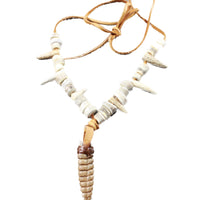 Very Large Rattlesnake Rattle Plus Antler Bead Necklace  #4150    Mountain Man Necklace