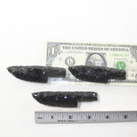 3 Small Obsidian Ornamental Knife Blades  #1335  Mountain Man Knife