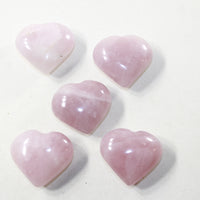 5 Rose Quartz Hearts Combined Weight of  459 Grams #0541 Gemstone Hearts