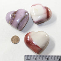 3 Mookaite Hearts Combined Weight of  266 Grams #203-1 Gemstone Hearts