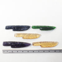 5 Glass Ornamental Knife Blades  #2435