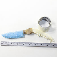 Coyote Jaw Handle Opaque Glass Blade Ornamental Knife #1137 Mountain Man Knife