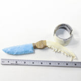 Coyote Jaw Handle Opaque Glass Blade Ornamental Knife #1137 Mountain Man Knife