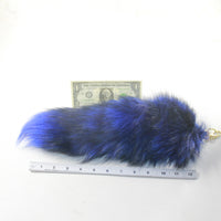1 Dyed Blue Silver Fox Tail Keyring #9330  Taxidermy Keychain Tassel Bag Tag