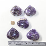 5 Amethyst Hearts Combined Weight of  418 Grams #223-1 Gemstone Hearts