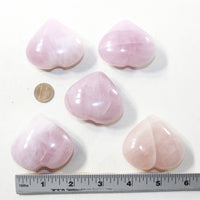 5 Rose Quartz Hearts Combined Weight of  437 Grams #6241 Gemstone Hearts