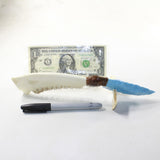 Deer Jaw Handle Opaque Glass Blade Ornamental Knife #1342 Mountain Man Knife