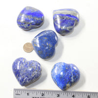 5 Lapis Hearts Combined Weight of  457 Grams #8341 Gemstone Hearts