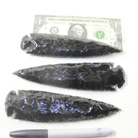 3 Obsidian Ornamental Spearheads  #4942  Arrowhead
