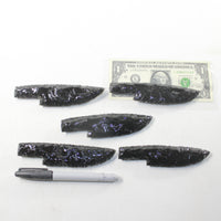 5 Obsidian Ornamental Knife Blades  #813-1  Mountain Man Knife