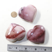 3 Mookaite Hearts Combined Weight of  270 Grams #1841 Gemstone Hearts
