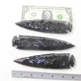 3 Obsidian Ornamental Spearheads  #583-1  Arrowhead