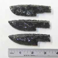 3 Small Obsidian Ornamental Knife Blades  #4939  Mountain Man Knife