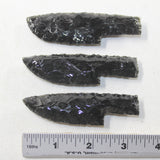 3 Small Obsidian Ornamental Knife Blades  #4939  Mountain Man Knife