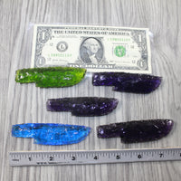 5 Small Glass Ornamental Knife Blades  #4842