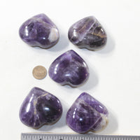 5 Amethyst Hearts Combined Weight of  428 Grams #373-1 Gemstone Hearts