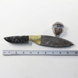 Orthoceras Fossil Handle Obsidian Blade Ornamental Knife #4303-2 Mountain Man Knife