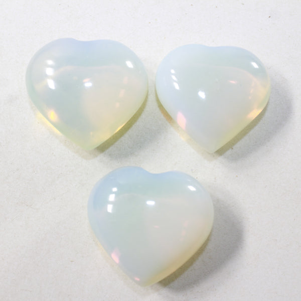 3 Opalite Hearts Combined Weight of  273 Grams #5641 Gemstone Hearts